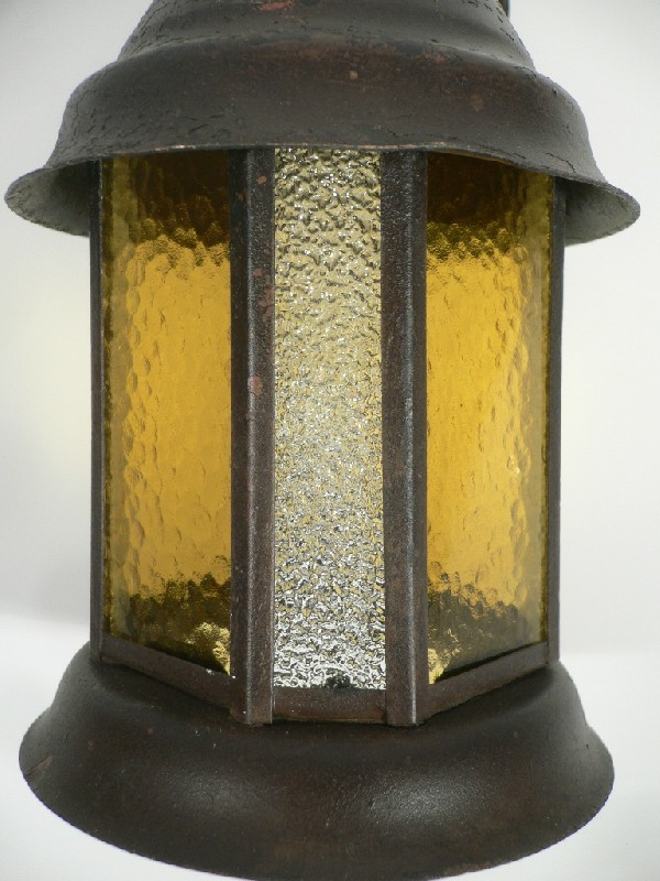 SOLD Fabulous Antique Arts & Crafts Exterior Single-Arm Lantern Sconce with Original Glass-17249