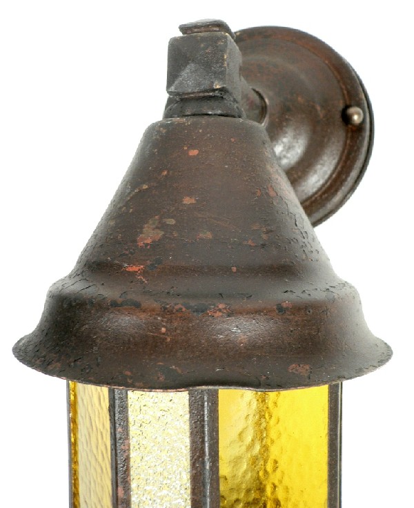 SOLD Fabulous Antique Arts & Crafts Exterior Single-Arm Lantern Sconce with Original Glass-17250
