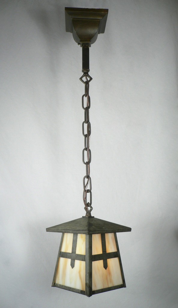 SOLD Delightful Antique Arts & Crafts Lantern Pendant Light, Original Glass-17256