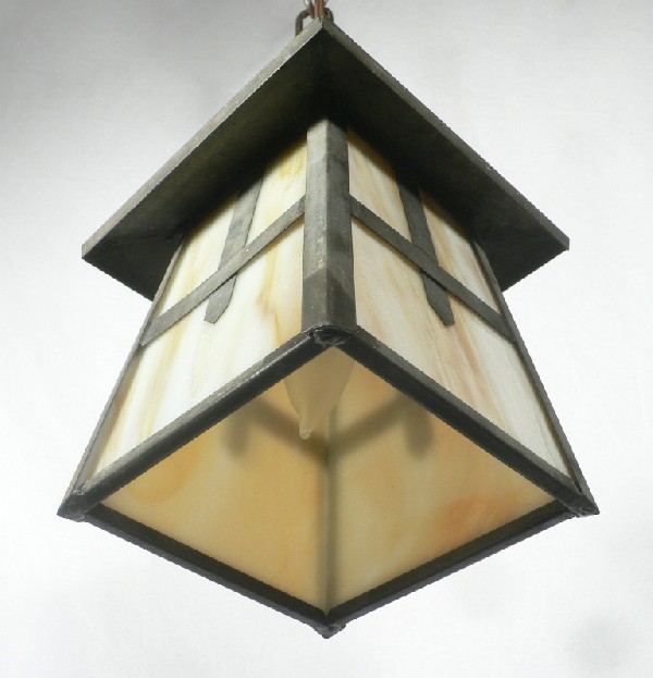 SOLD Delightful Antique Arts & Crafts Lantern Pendant Light, Original Glass-17258