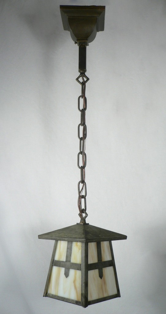 SOLD Delightful Antique Arts & Crafts Lantern Pendant Light, Original Glass-17261