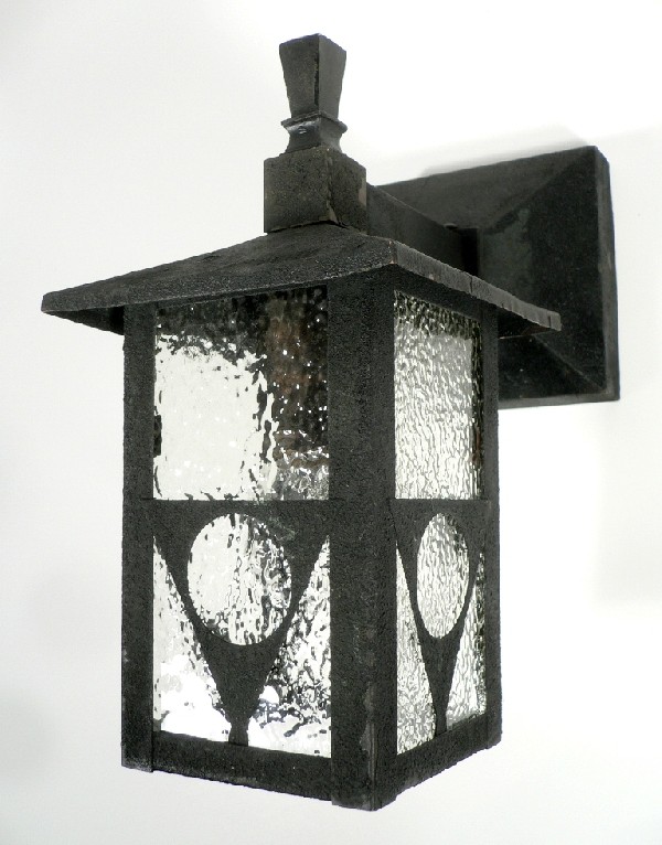 SOLD Superb Antique Arts & Crafts Exterior Lantern Sconce with Original Glass, Early 1900’s-0