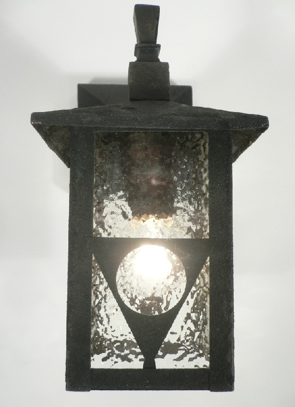 SOLD Superb Antique Arts & Crafts Exterior Lantern Sconce with Original Glass, Early 1900’s-17272