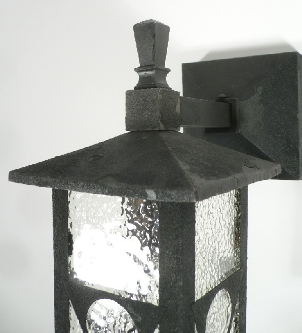 SOLD Superb Antique Arts & Crafts Exterior Lantern Sconce with Original Glass, Early 1900’s-17274