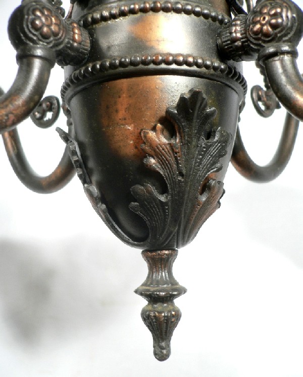 SOLD Resplendent Antique Cast Brass Four-Light Chandelier, Original Japanned Finish, 1800’s-17282