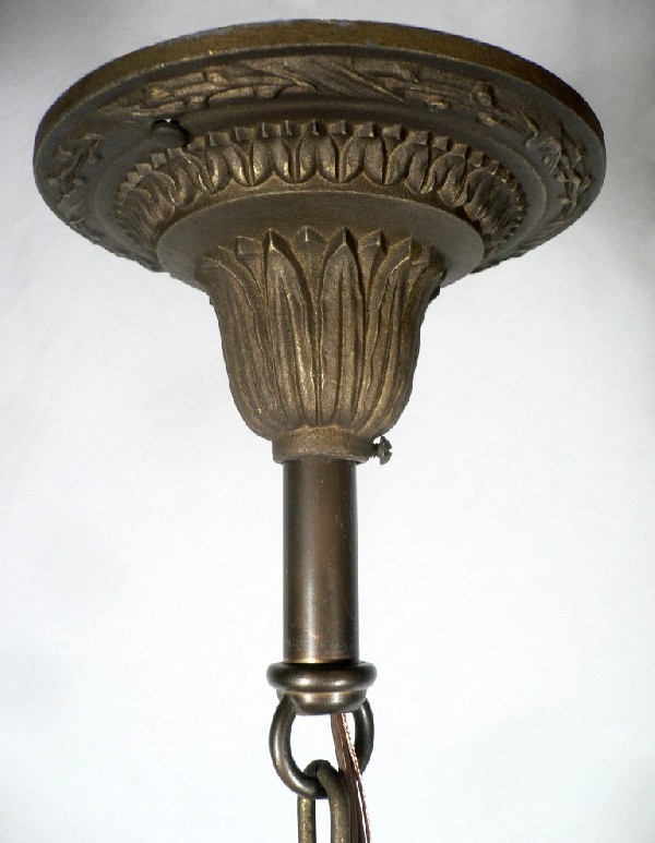 SOLD Wonderful Antique Five-Light Iron Chandelier with Floret and Foliate Accents-17301