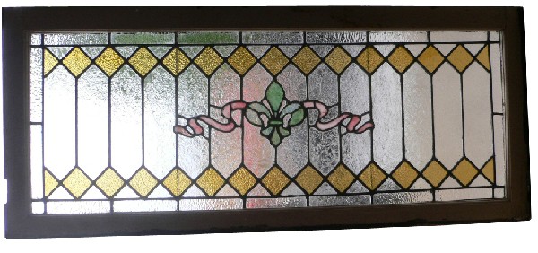 SOLD Antique American Stained Glass Window with Fleur-de-Lis, 19th Century-0