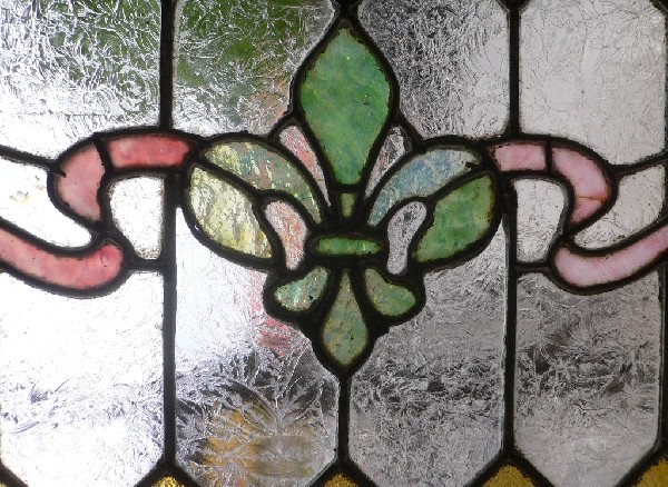 SOLD Antique American Stained Glass Window with Fleur-de-Lis, 19th Century-17307