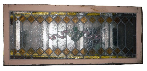 SOLD Antique American Stained Glass Window with Fleur-de-Lis, 19th Century-17309