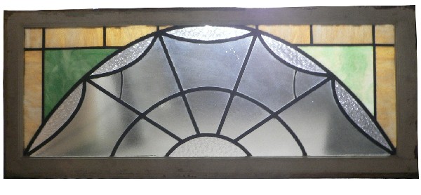 SOLD Antique American Stained Glass Window with Unusual Cast Florets on Lead-0