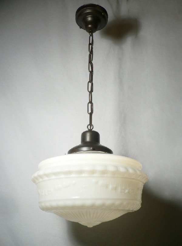 SOLD Beautiful Antique Pendant Light Fixture with Original Milk Glass Shade, Early 1900’s-0