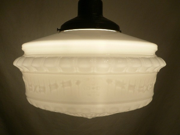 SOLD Beautiful Antique Pendant Light Fixture with Original Milk Glass Shade, Early 1900’s-17385
