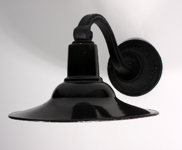 SOLD Antique Industrial Sconce with Enamel & Porcelain Shade, c. 1920’s-0