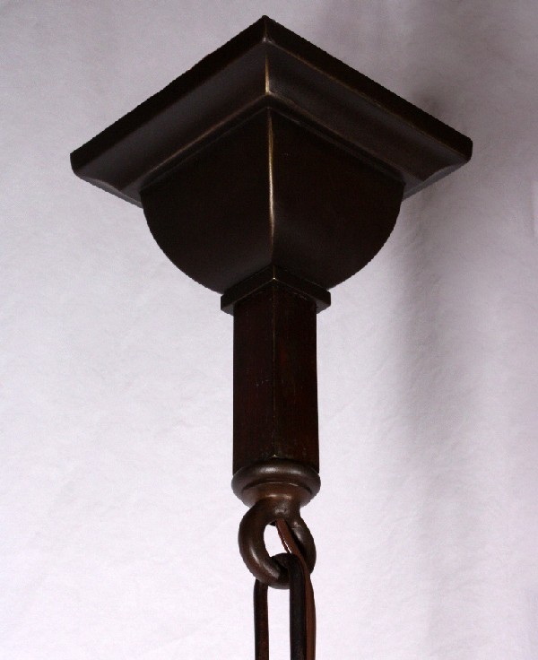SOLD Charming Antique Cast Iron Arts & Crafts Lantern Pendant Light, c. 1910-17441