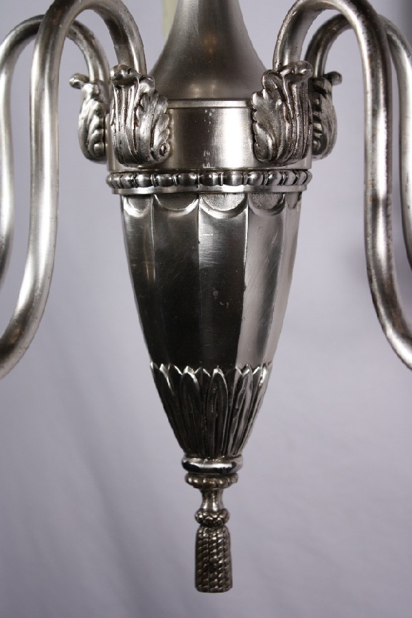 SOLD Beautiful Antique Neoclassical Five-Light Silver Plated Chandelier, c. 1910-17470