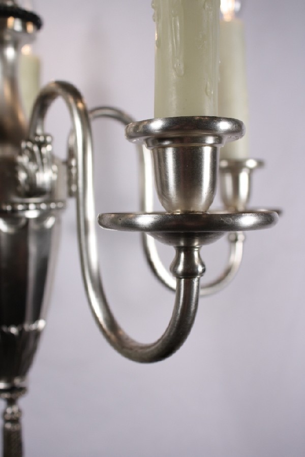SOLD Beautiful Antique Neoclassical Five-Light Silver Plated Chandelier, c. 1910-17472