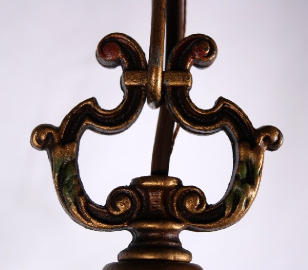 SOLD Handsome Antique Spanish Revival Three-Light Pendant with Original Polychrome Finish-17480