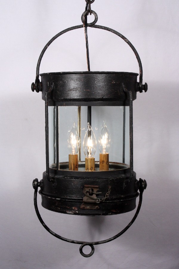 SOLD Superb Antique Three-Light Ship’s Lantern, Hand-Riveted Iron, Signed R.C. Murray & Co., Glasgow-0
