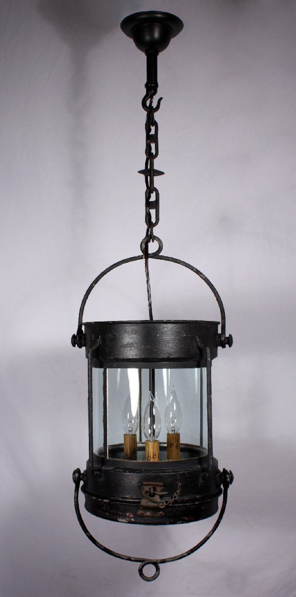 SOLD Superb Antique Three-Light Ship’s Lantern, Hand-Riveted Iron, Signed R.C. Murray & Co., Glasgow-17577