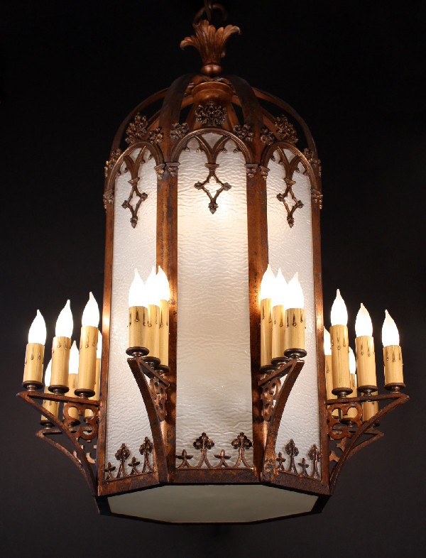 SOLD Massive Antique 29-Light Gothic Revival Iron & Bronze Lantern, 19th Century-0