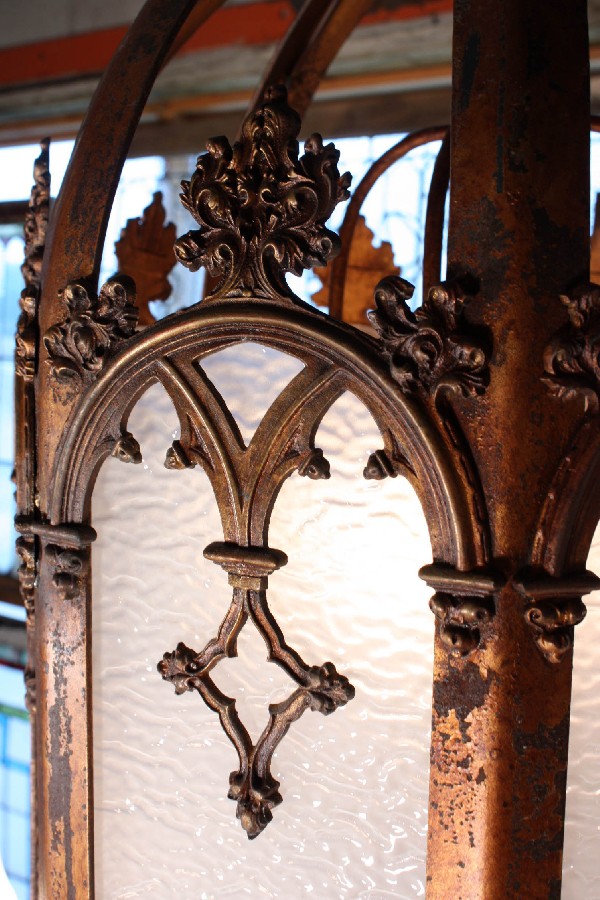 SOLD Massive Antique 29-Light Gothic Revival Iron & Bronze Lantern, 19th Century-17608