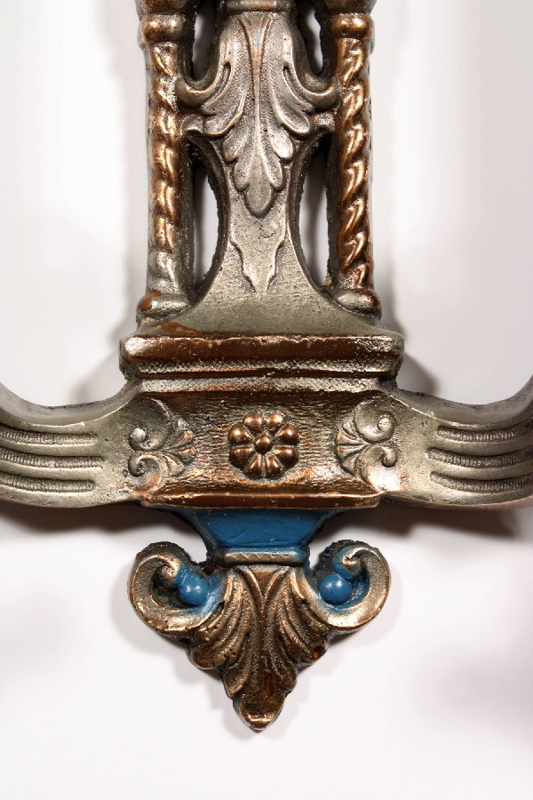 SOLD Fantastic Pair of Antique Figural Cast Bronze Sconces, Sea Serpents-17659