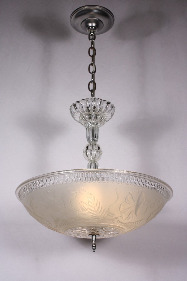 SOLD Gorgeous Antique Pendant Light with Morning Glories, c. 1940’s-0