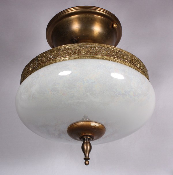 SOLD Charming Antique Semi-Flush Mount Light Fixture with Iridescent Shade, c. 1930’s-15770