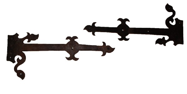 SOLD Set of Three Matching Antique Iron Strap Hinges, Hand Forged, 19th Century-17851