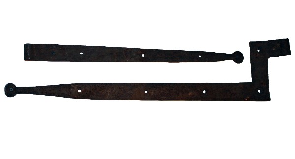 SOLD Pair of Antique 19th Century Strap Hinges, Hand Forged Iron-0