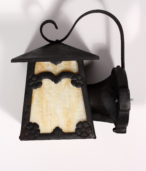 SOLD Delightful Pair of Antique Cast Iron Arts & Crafts Exterior Lantern Sconces, c. 1910-17974