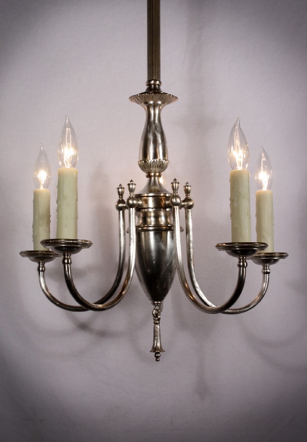 SOLD Amazing Antique Five-Light Silver Plated Neoclassical Chandelier-0