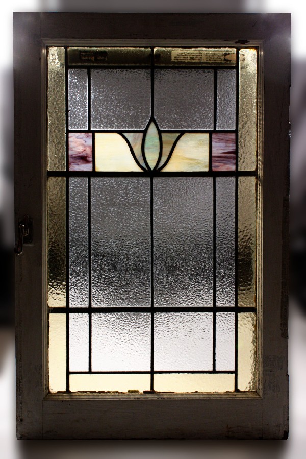 SOLD Fabulous Antique American Stained Glass Window, Art Deco-0