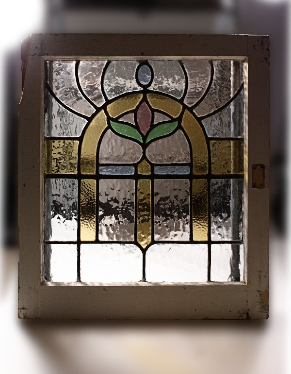 SOLD Beautiful Antique Art Nouveau American Stained Glass Window, Matching Window Available-0