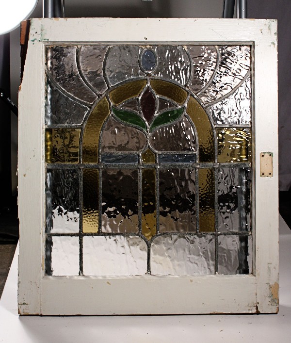 SOLD Beautiful Antique Art Nouveau American Stained Glass Window, Matching Window Available-18279