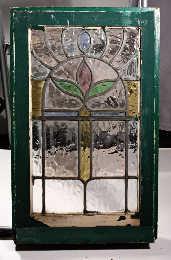 SOLD Gorgeous Antique Art Nouveau American Stained Glass Window, Matching Window Available-18284