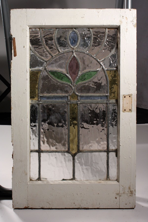 SOLD Gorgeous Antique Art Nouveau American Stained Glass Window, Matching Window Available-18285