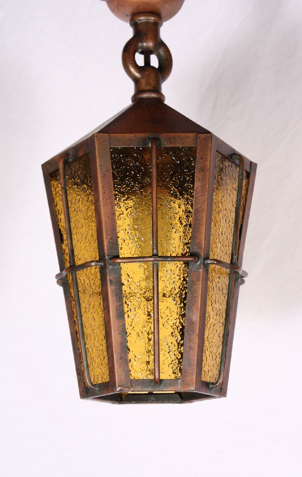 SOLD Delightful Antique Copper Flush-Mount Light Fixture, c. 1910-18311