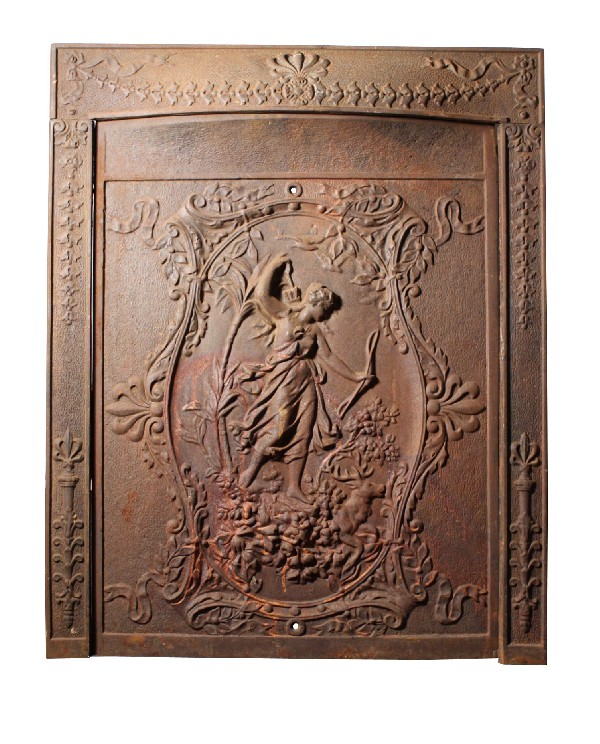 SOLD Fabulous Antique Neoclassical Figural Cast Iron Summer Cover & Surround, 19th Century-0