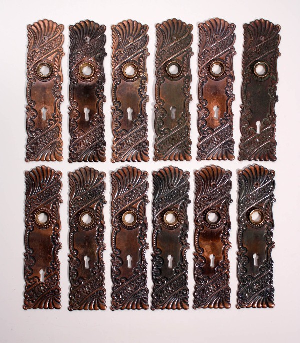 SOLD Six Antique Corbin Roanoke Bronze Door Knob Sets & Matching Plates-18487