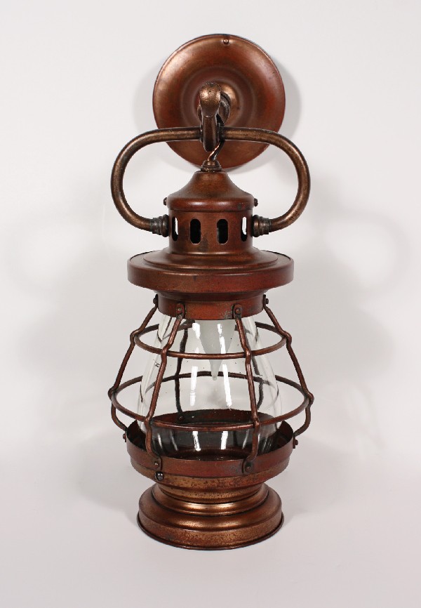 SOLD Handsome Pair of Antique Copper Wall Mount Lanterns-18552