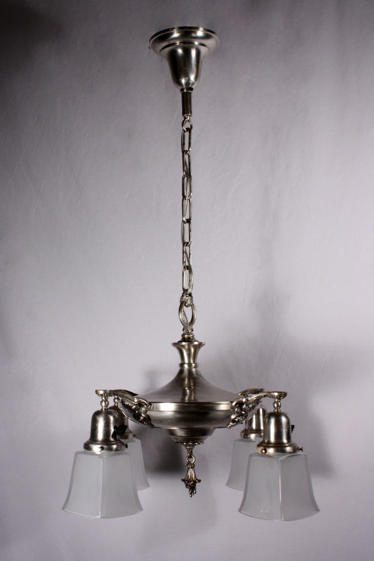 SOLD Gorgeous Antique Four-Arm Silver Plated Chandelier, c. 1910-18685