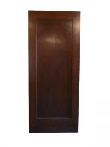 Antique One-Panel Solid Wood Door with Narrow Trim, Stained Finish