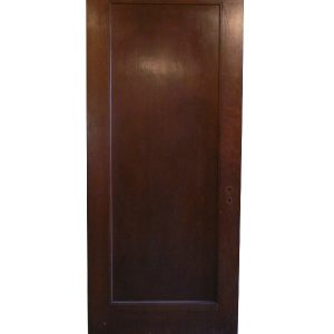 Antique One-Panel Solid Wood Door with Narrow Trim, Stained Finish-0