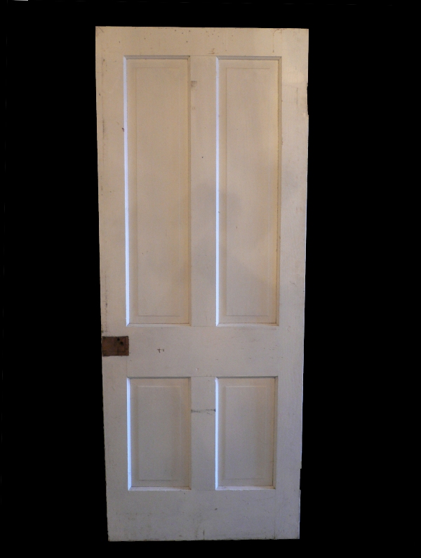 Antique Four-Panel Solid Wood Door-0