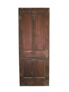 Antique Four-Panel Solid Wood Door, Stained Finish