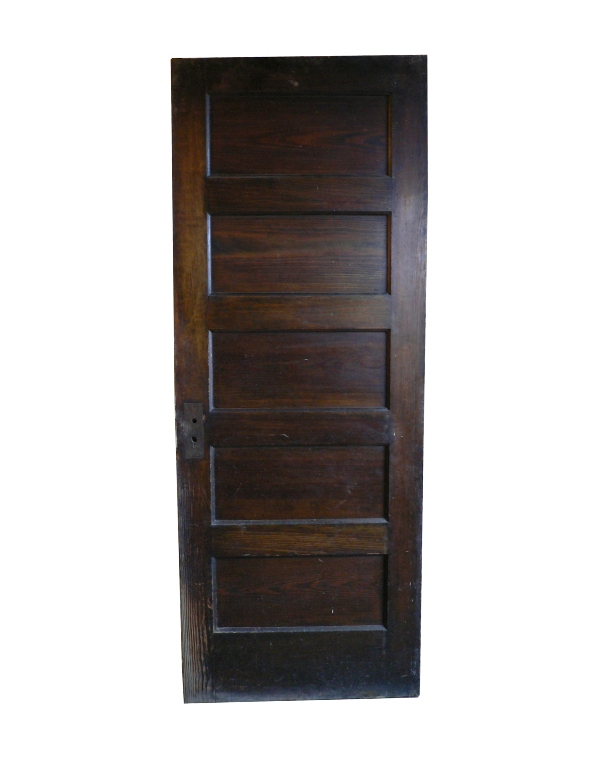 Antique Five-Panel Solid Wood Door, Stained Finish-0