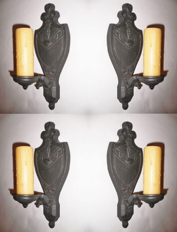 SOLD Two Unbelievable Matching Pairs of Antique Single Arm Sconces -0