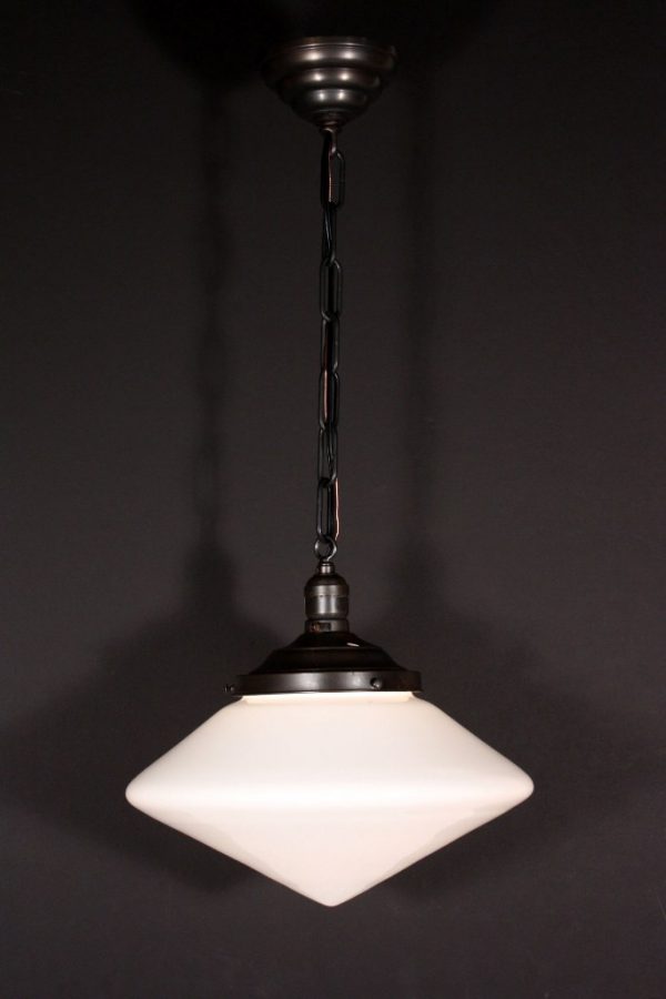 SOLD Amazing Antique Art Deco Pendant Light with Unusual Pointed Shade-0