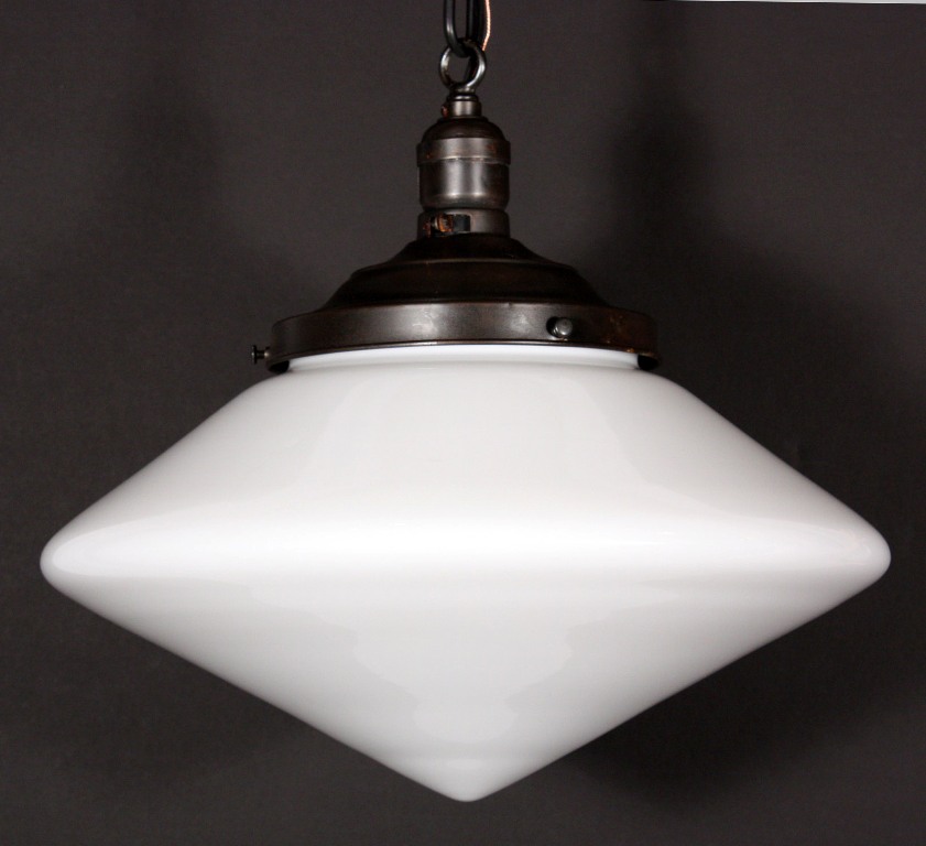 SOLD Amazing Antique Art Deco Pendant Light with Unusual Pointed Shade-19101